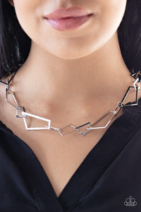 Shattering Records Silver Necklace Paparazzi-969