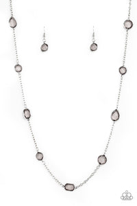 Glassy Glamorous - Silver Necklace Paparazzi-1063