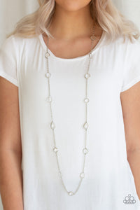 Glassy Glamorous - White Necklace Paparazzi-385