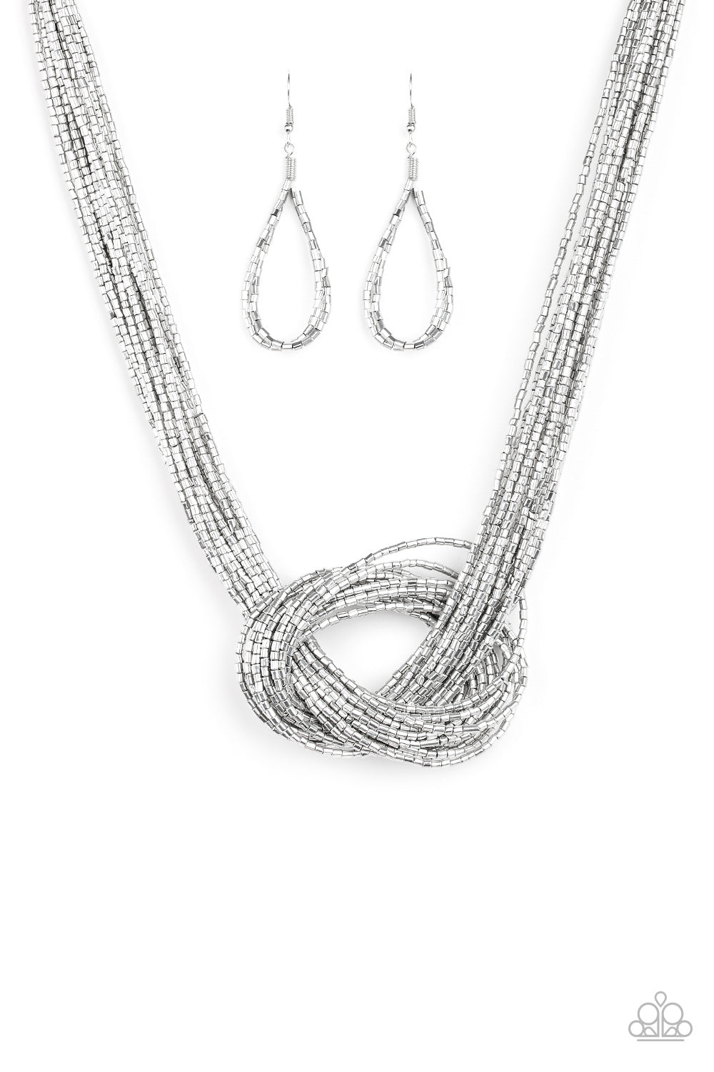 Knotted Knockout Silver Necklace Paparazzi