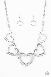 Hearty Hearts Silver Necklace Paparazzi-431