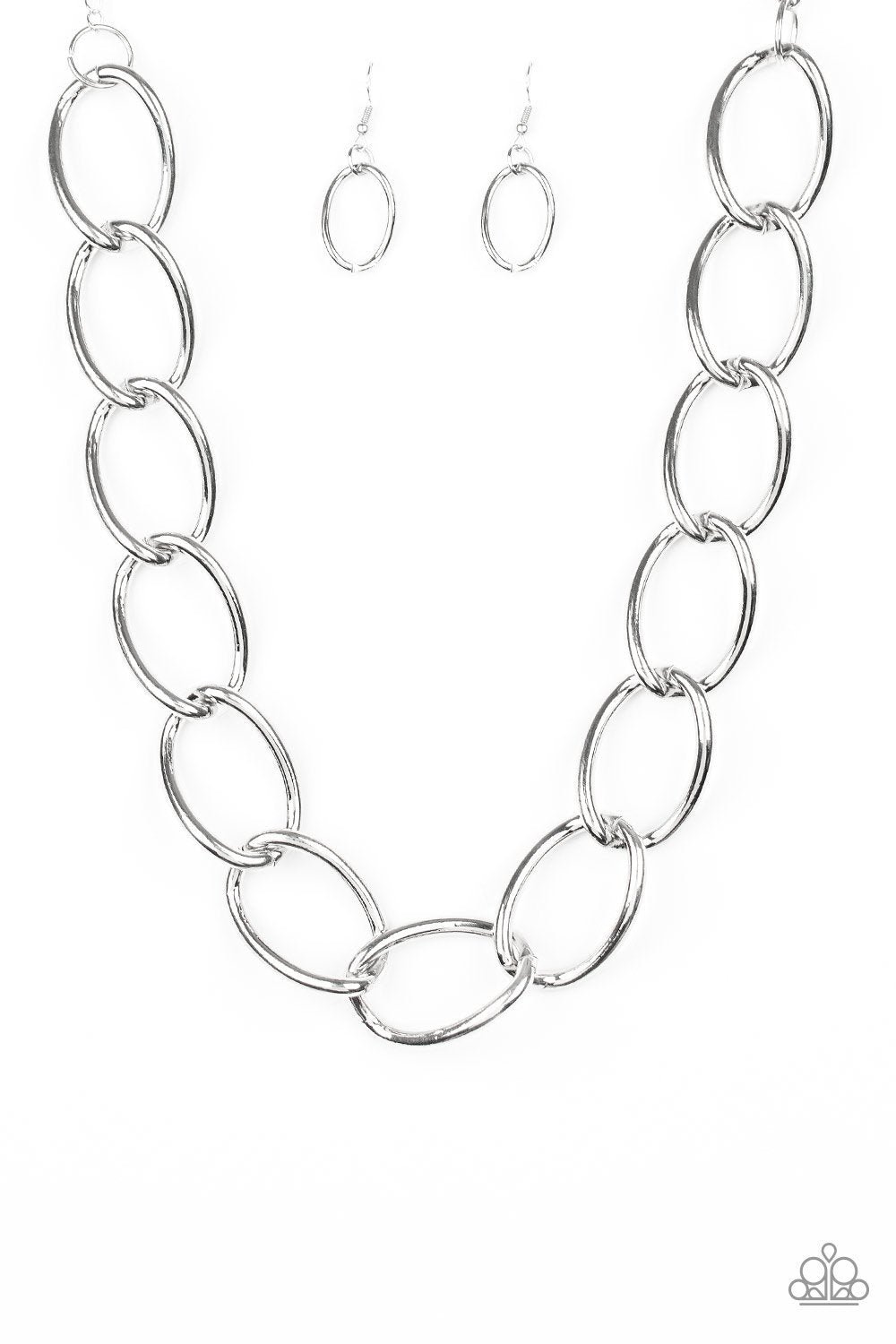 The Challenger Silver Necklace Paparazzi‐967