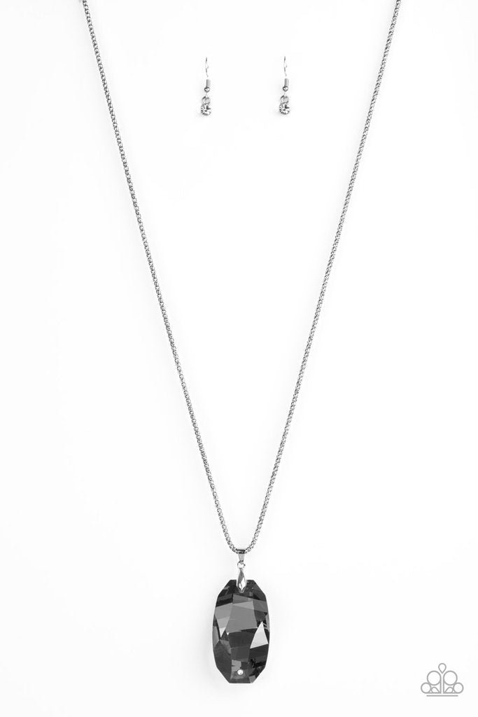 Gemstone Grandeur Silver Necklace Paparazzi-370