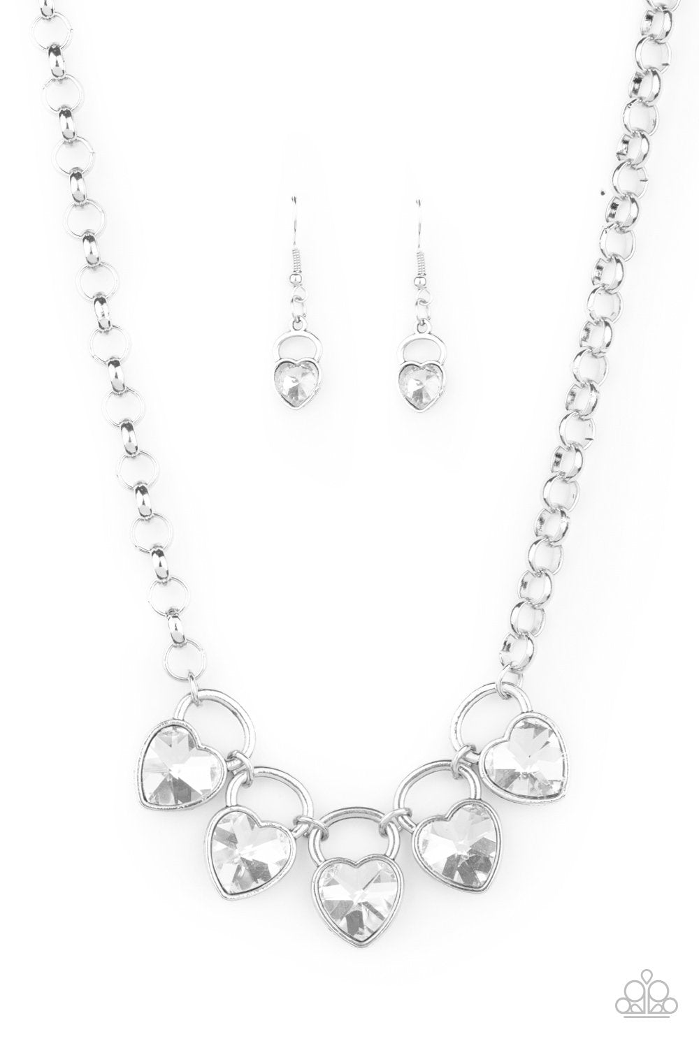 HEART on Your Heels White Necklace Paparazzi LOP - 414