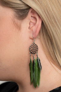 In Your Wildest DREAM-CATCHERS - Green Earring Paparazzi-475