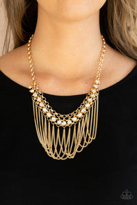 Flaunt Your Fringe - Gold Necklace Paparazzi-333