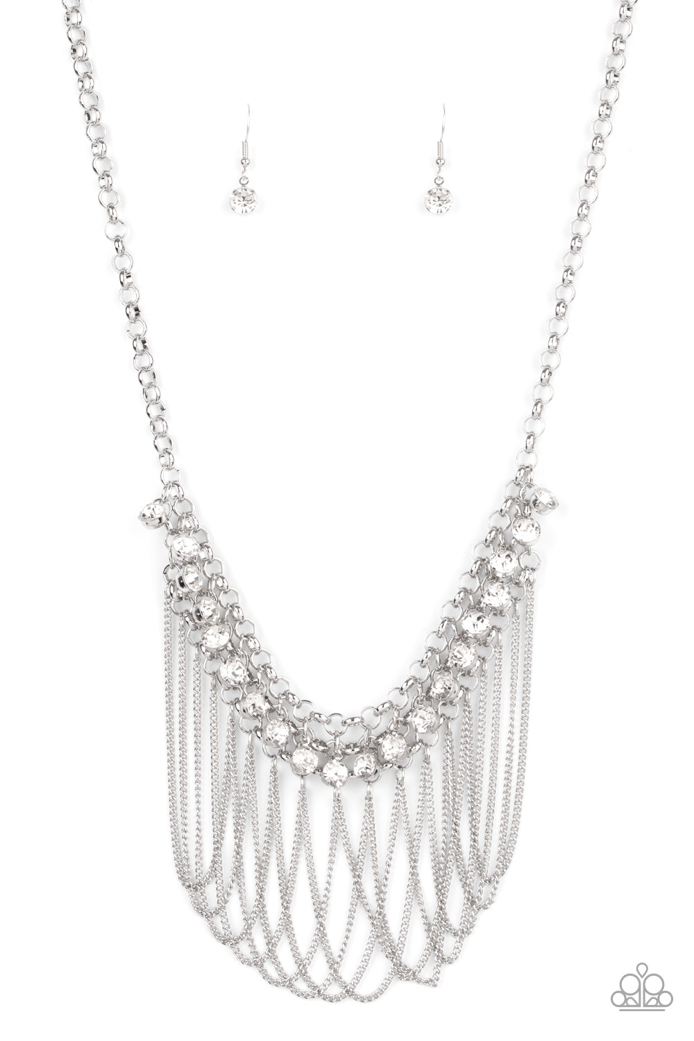 Flaunt Your Fringe - White Necklace Paparazzi‐334