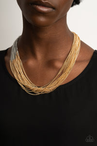 Metallic Merger - Gold Necklace Paparazzi - 1256