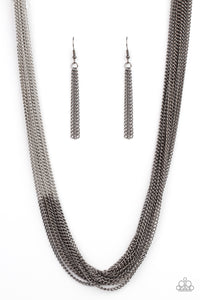 Metallic Merger - Black Necklace Paparazzi - 1239