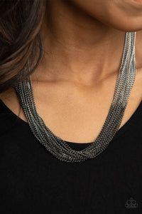 Metallic Merger - Black Necklace Paparazzi - 1239