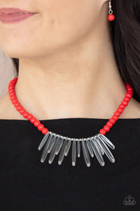 Icy Intimidation - Red Necklace Paparazzi - 1317