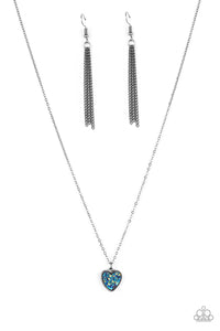 Pitter-Patter, Goes My Heart - Blue Necklace Paparazzi - 1344