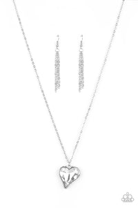 Heart Flutter White Necklace Paparazzi