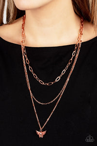 Bountiful Butterflies - Copper Necklace Paparazzi - 1459