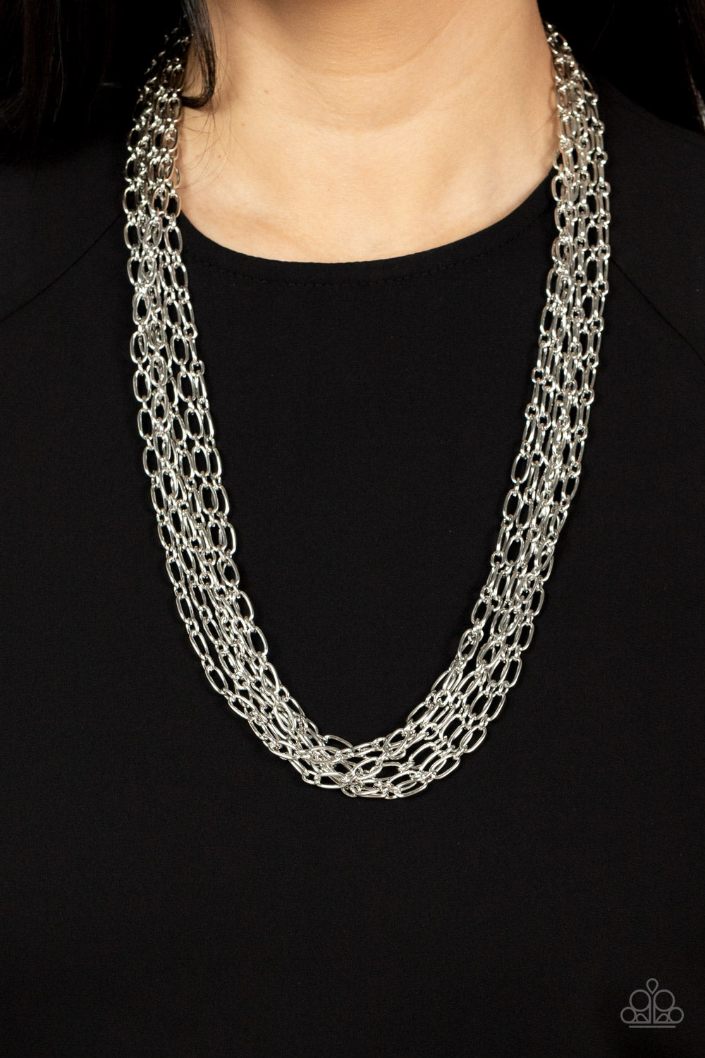 Dynamite Dynamo - Silver Necklace Paparazzi - 1625