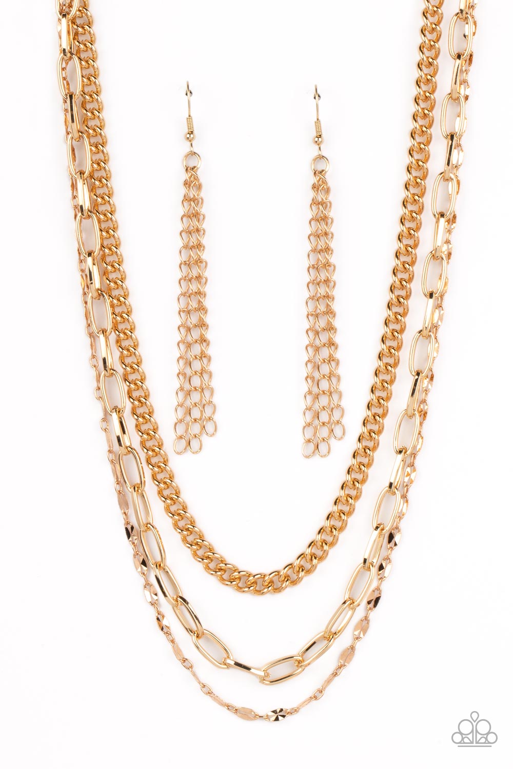 Galvanized Grit - Gold Necklace Paparazzi - 1610