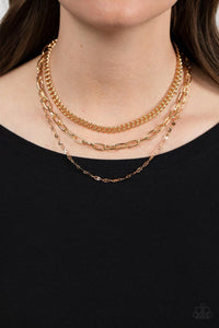 Galvanized Grit - Gold Necklace Paparazzi - 1610