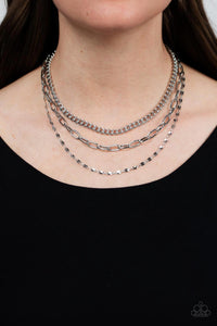 Galvanized Grit - Silver Necklace Paparazzi - 1630