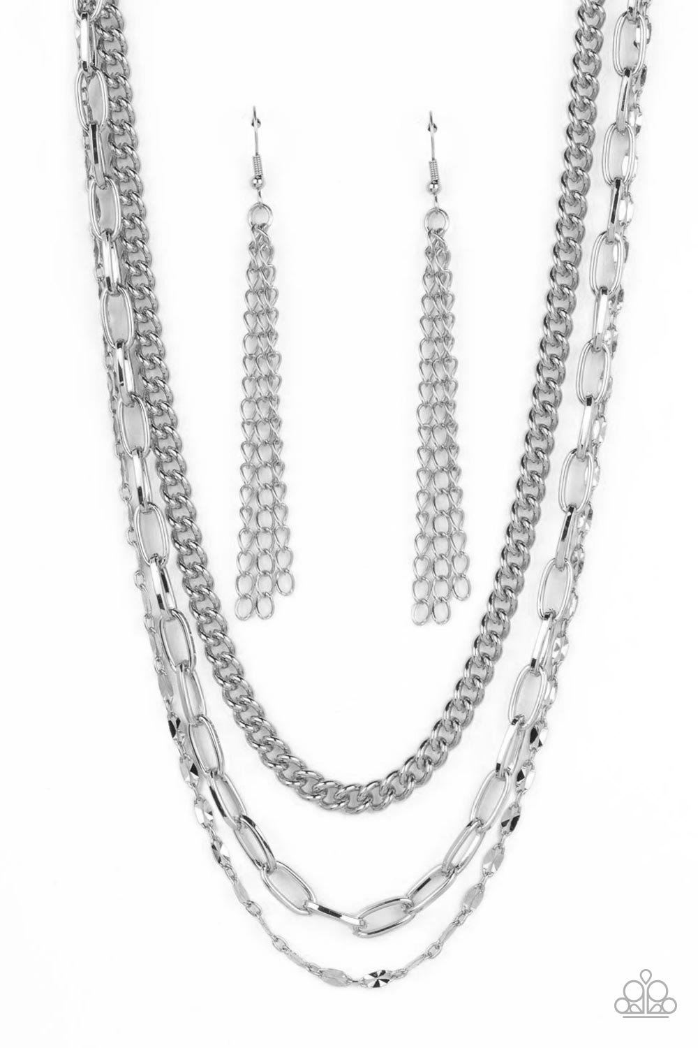 Galvanized Grit - Silver Necklace Paparazzi - 1630