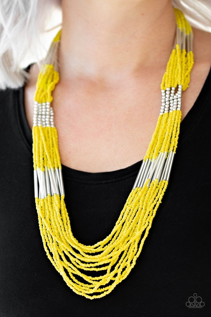 Let It BEAD Yellow Necklace Paparazzi-1151